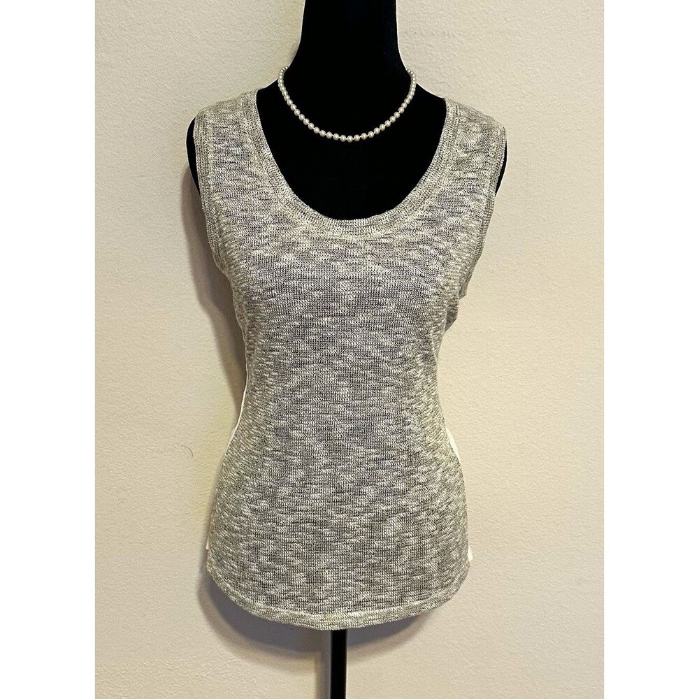 KUT from the Kloth Women’s metallic knit top, heather gray and white, size Small - Picture 2 of 14